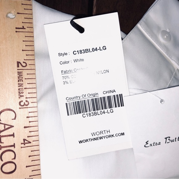 Worth Collection White Dolman Sleeve Blouse With Ruffled Back New Size L - Picture 7 of 14